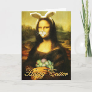 Cartão De Festividades Mona Lisa Bunny Ears Páscoa