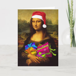 Cartão De Festividades Mona Lisa Papai Noel