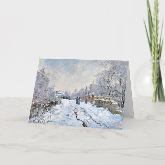 Cartão De Festividades Monet - Cena de Neve no Argenteuil (Frente)