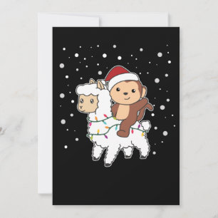 Cartão De Festividades Monkey Lama Natal - Animais de inverno