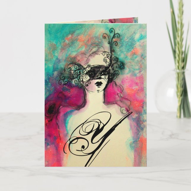 Cartão De Festividades MONOGRAMA CHARM / Celebração do Feliz ano novo (Frente)