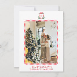 Cartão De Festividades Monograma da Porta Vermelha Natal Foto do Avô