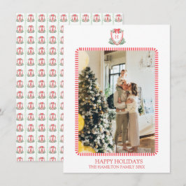 Cartão De Festividades Monograma da Porta Vermelha Natal Foto do Avô