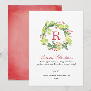 Cartão De Festividades Monograma da Terra do Natal mais feliz