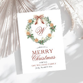 Cartão De Festividades Monograma Laranjas de Natal Arco sem Foto