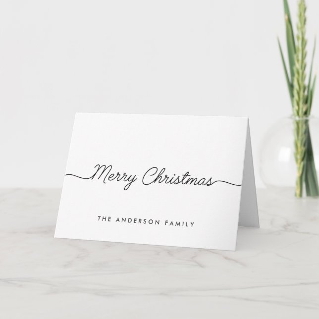 Cartão De Festividades Monoline Retro Script Feliz Natal (Frente)
