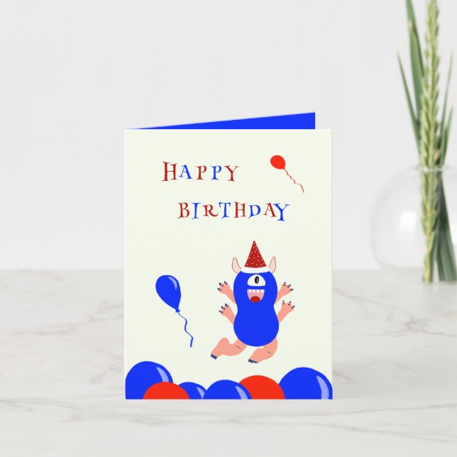 Cartão De Festividades Monstro azul (Frente)