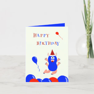 Cartão De Festividades Monstro azul