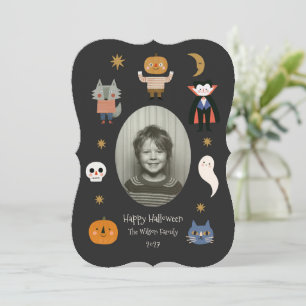 Cartão De Festividades Monstros de Halloween Fofos Foto Personalizada