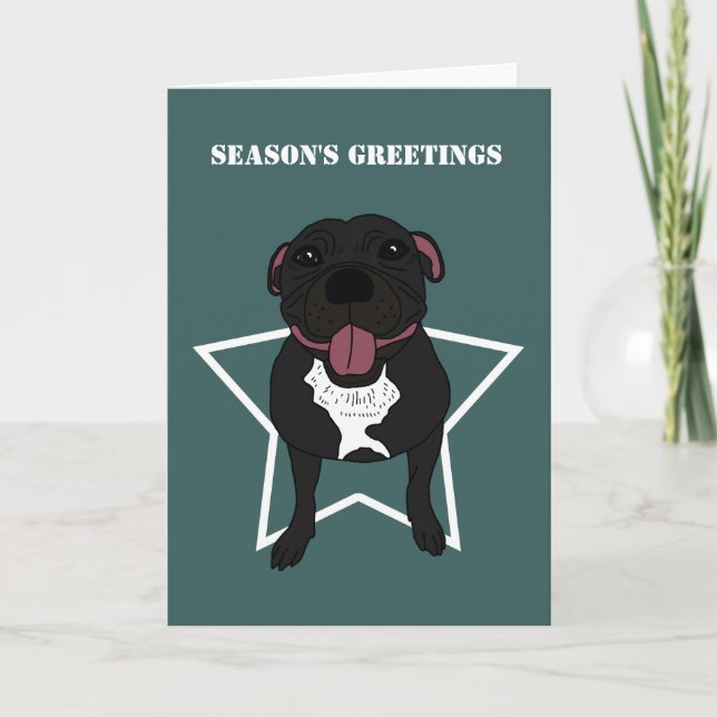 Cartão De Festividades Monty the Staffordshire Bull terrier (Frente)