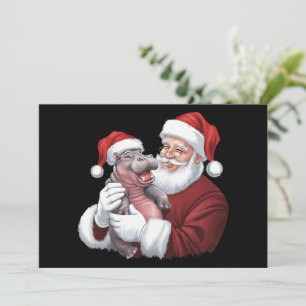 Cartão De Festividades Moodeng Natal Divertido Vintage Papai Noel