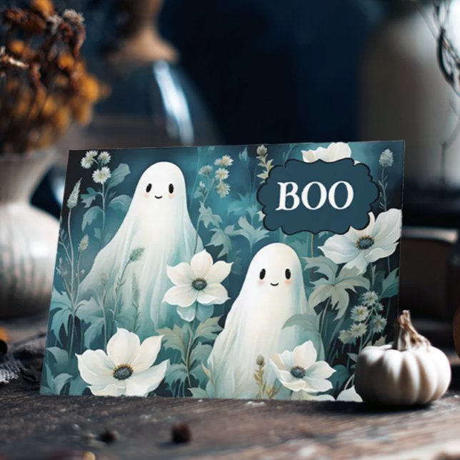 Cartão De Festividades Moody Floral Ghosts Halloween (Moody Ghost Halloween Card
)