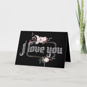 Cartão De Festividades Moon And Raven Watercolor Valentine's Card