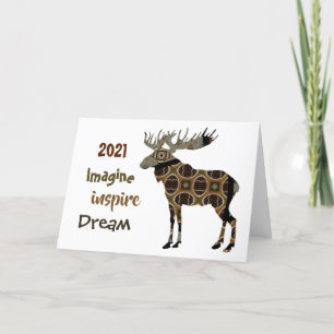 Cartão De Festividades Moose Imagine Inspire Dream Folded Holiday Card