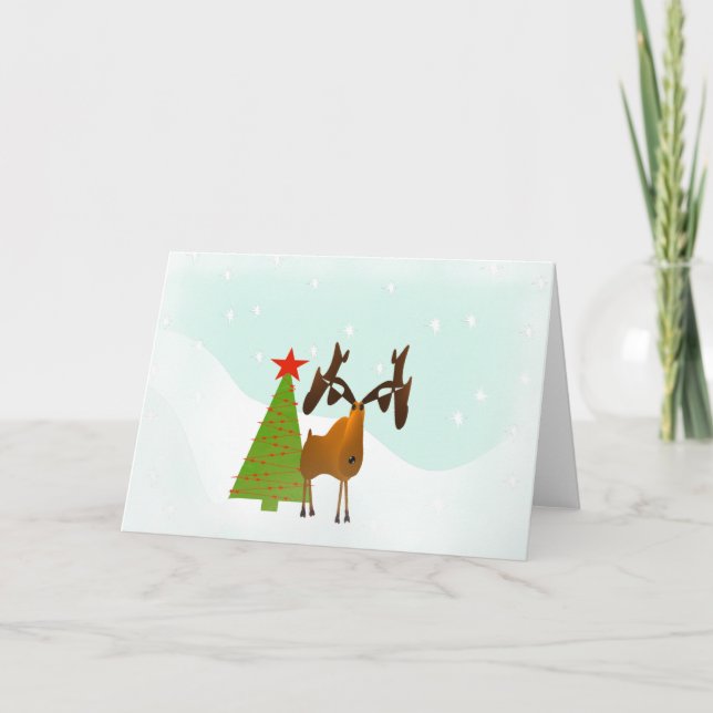 Cartão De Festividades Moose Natal (Frente)