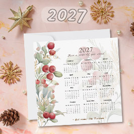 Cartão De Festividades Morangas Vermelhas Folhagem Elegante Calendário 20