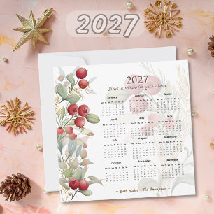 Cartão De Festividades Morangas Vermelhas Folhagem Elegante Calendário 20