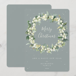 Cartão De Festividades Morango de Neve + Eucalyptus Fora de Natal Não Fot