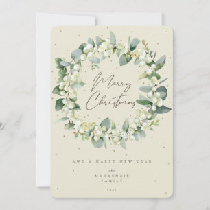 Cartão De Festividades Morango de Neve + Eucalyptus Fora de Natal Não Fot