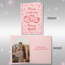 Morangos Desenhados à Mão Eu Amo Você Mamãe Dia da