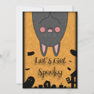 Cartão De Festividades Morcego Amigável de Halloween