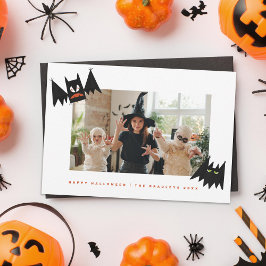 Cartão De Festividades Morcegos Engraçados Ilustrados Halloween