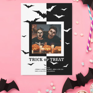 Cartão De Festividades Morcegos Preto e Branco Quadro Foto Halloween