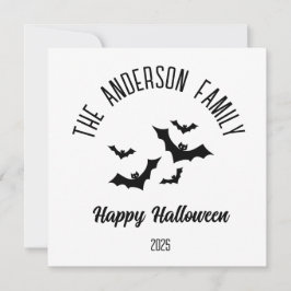 Cartão De Festividades Morcegos Pretos Personalizados de Halloween Nome A
