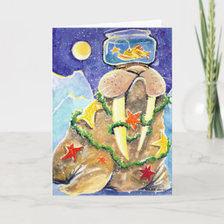 Cartão De Festividades Morsa acima vestida