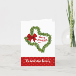 Cartão De Festividades Morte de Natal do Texas com Arco Vermelho