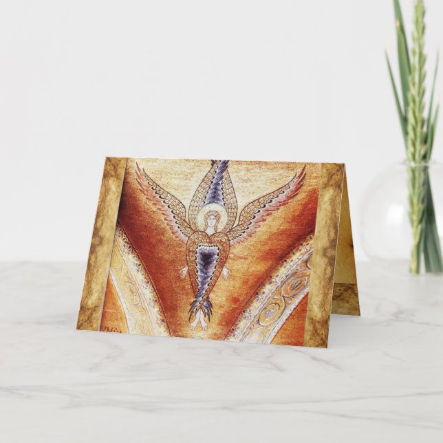 Cartão De Festividades MOSAIC ANGEL, Bacia castanha (Frente)