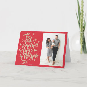 Cartão De Festividades Most Wonderful Time of Year Red Photo Card