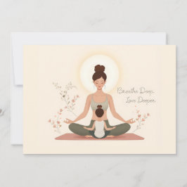 Cartão De Festividades Mother Child Yoga Meditation Art