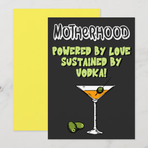Cartão De Festividades Motherhood Powered by Love Sustentated by Vodka!