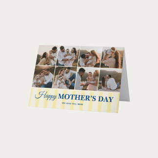 Cartão De Festividades Mothers Day 10 Photo Vintage Yellow Stripes