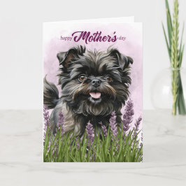 Cartão De Festividades Mother's Day Affenpinscher Dog in Purple