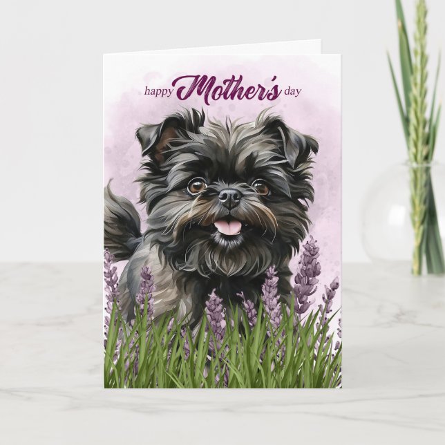Cartão De Festividades Mother's Day Affenpinscher Dog in Purple (Frente)
