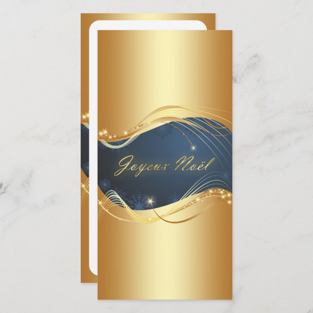 Cartão De Festividades Motif de Noël ou avec fond bleu (Frente/Verso)