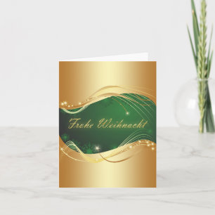 Cartão De Festividades Motif Natal ouro com fundo verde