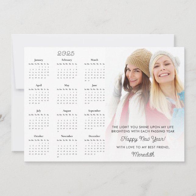 Cartão De Festividades Motivação de Foto para Calendário 2025 Ano Novo (Frente)