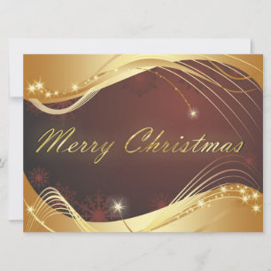 Cartão De Festividades Motivo de Natal dourado com fundo vermelho