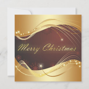 Cartão De Festividades Motivo de Natal dourado com fundo vermelho