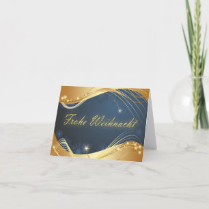 Cartão De Festividades Motivo de Natal ouro com fundo azul... Ho