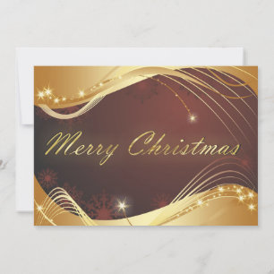 Cartão De Festividades Motivo de Natal ouro com fundo vermelho