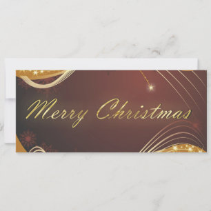Cartão De Festividades Motivo de Natal ouro com fundo vermelho