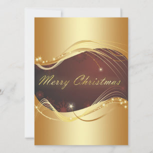 Cartão De Festividades Motivo de Natal ouro com fundo vermelho