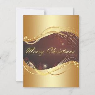 Cartão De Festividades Motivo de Natal ouro com fundo vermelho