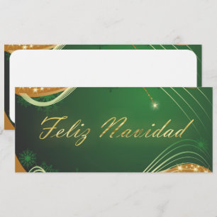Cartão De Festividades Motivo dorado de Navidad con fondo verde