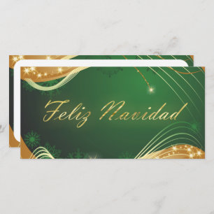 Cartão De Festividades Motivo dorado de Navidad con fondo verde