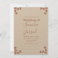 Motivo Floral Botânico Salmão Kraft Casamento
